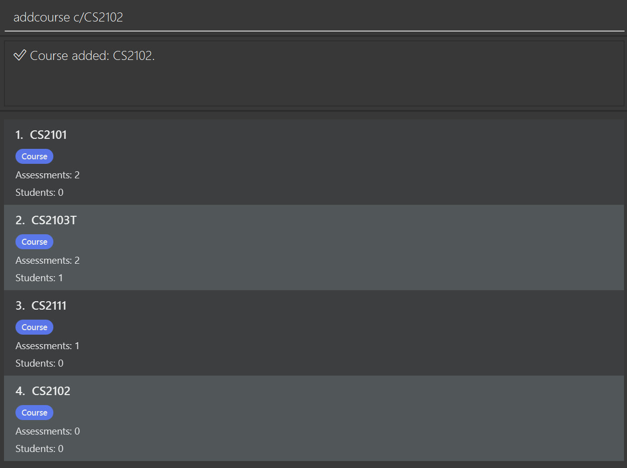 Example of AddCourse