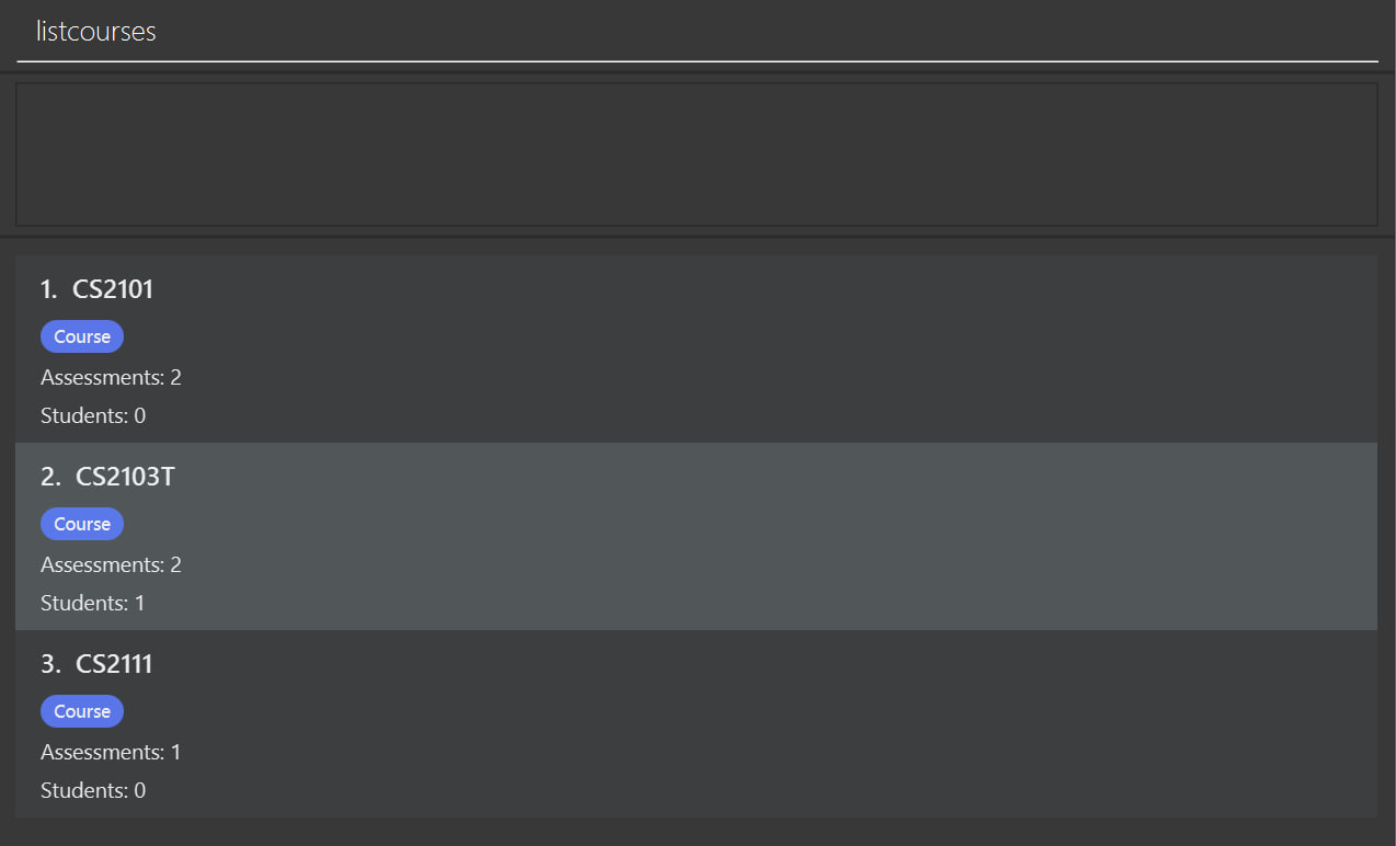 Example of ListCourses