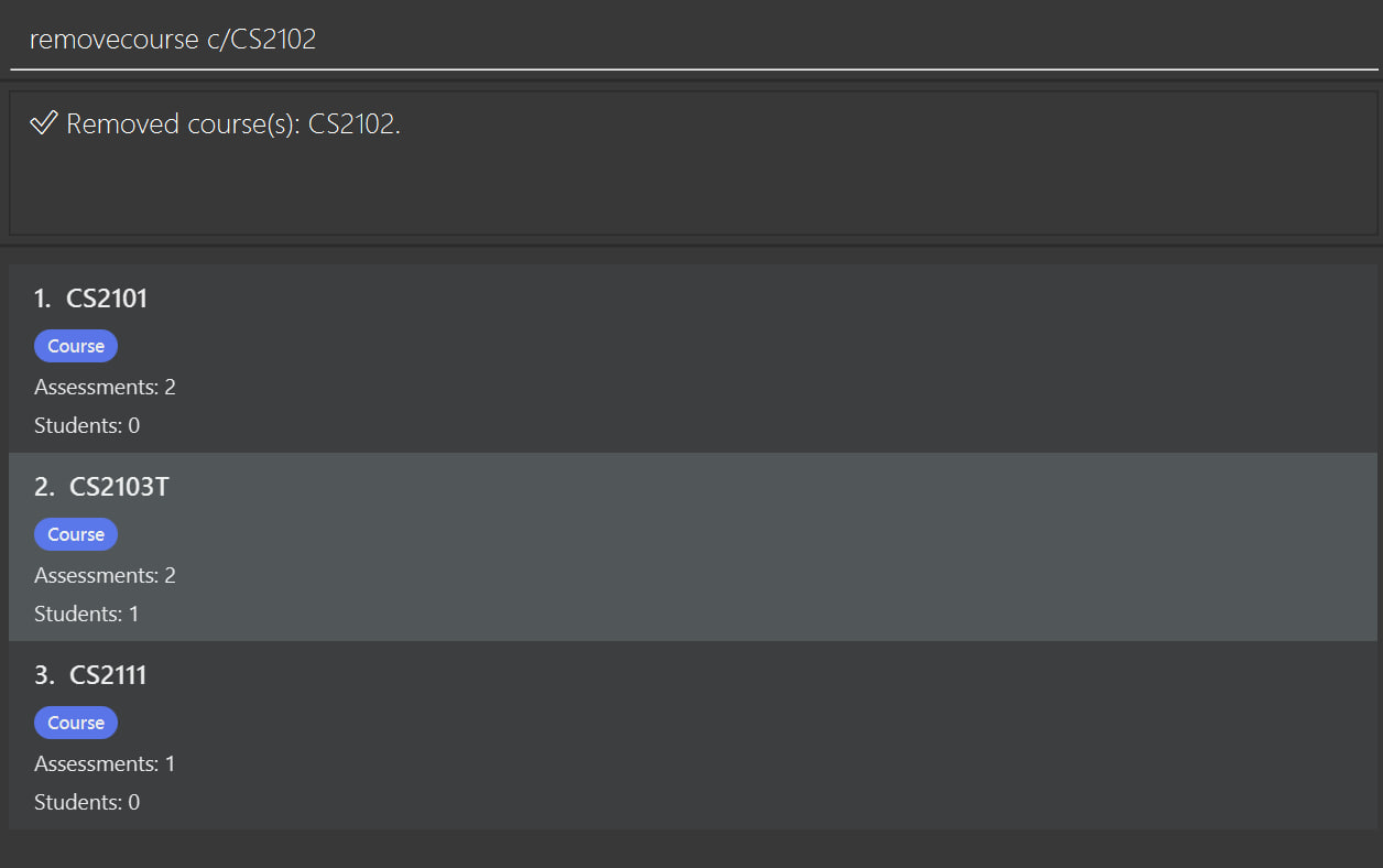 Example of RemoveCourse